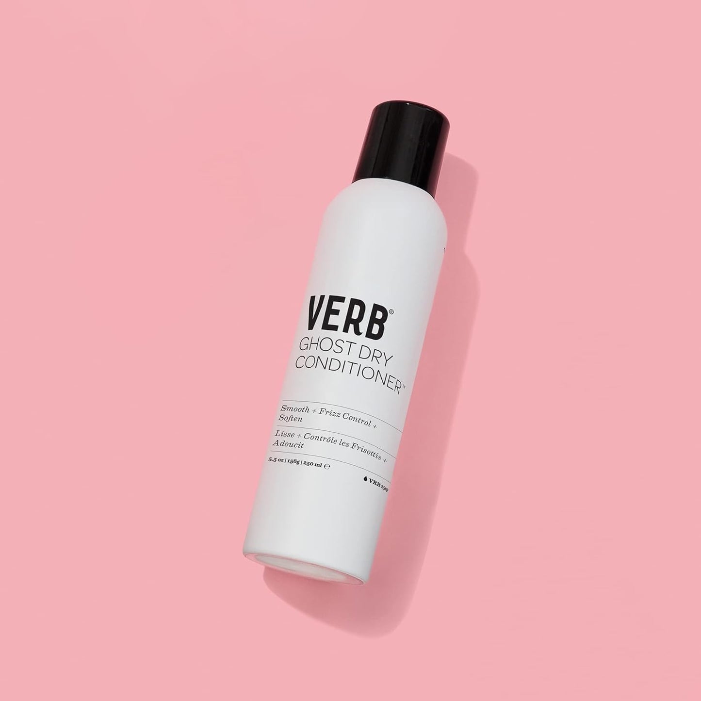 "Verb Ghost Dry Oil bottle with a lightweight conditioning formula for smooth, shiny hair."