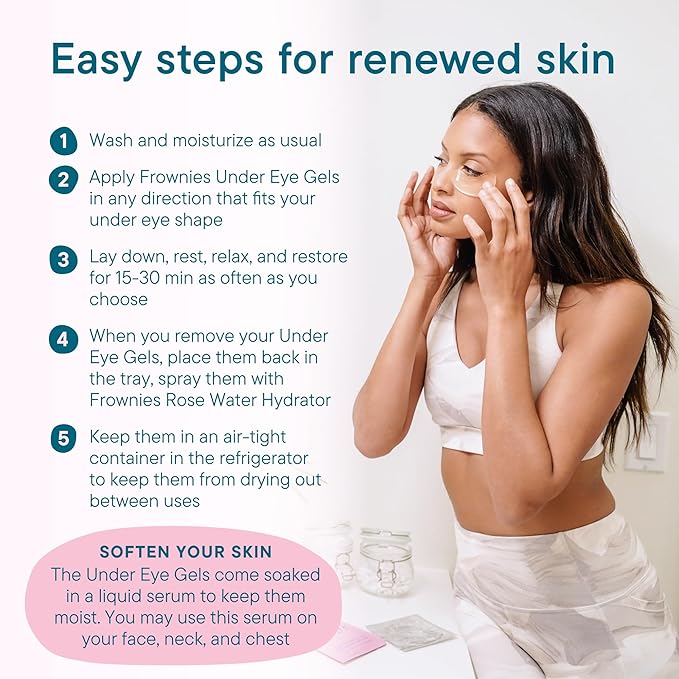 Easy steps for applying Frownies Under Eye Gels under eyes