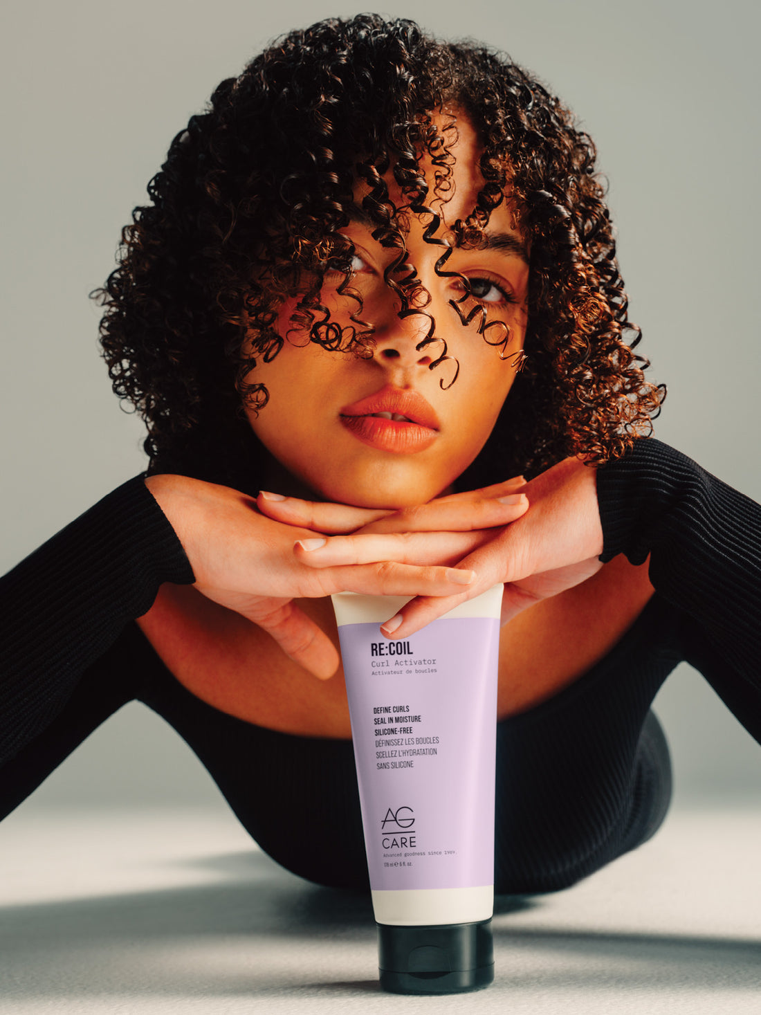 Natural curly hair styled with AG Re:Coil Curl Activator