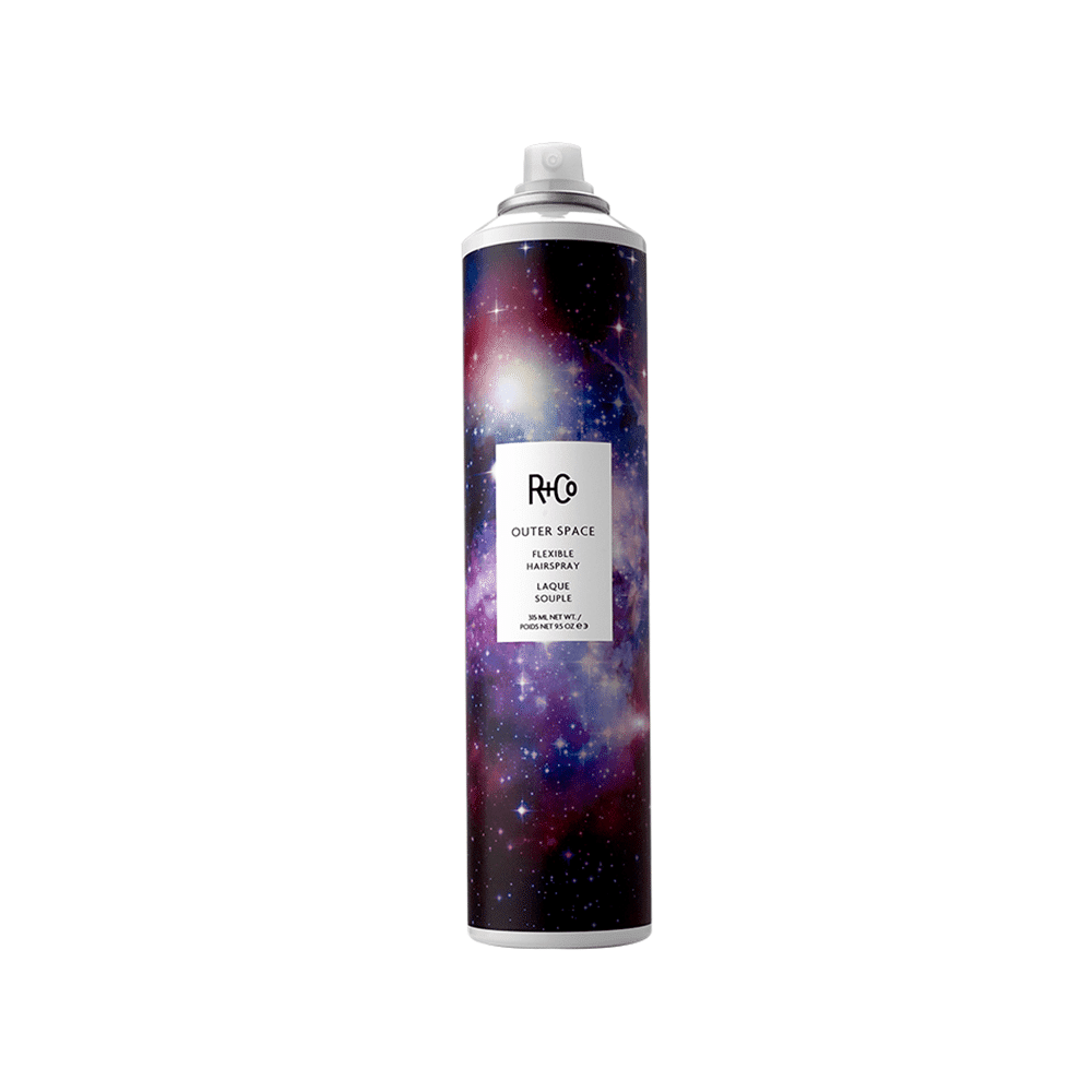 OUTER SPACE Flexible Hairspray bottle on a clean white background