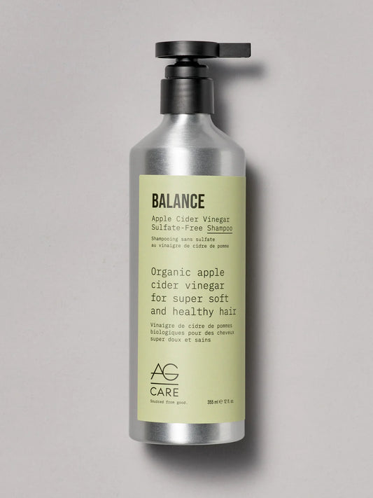 Balance – Sulfate-Free Apple Cider Vinegar Shampoo in a plant-based formula, designed to gently cleanse, detoxify the scalp, and restore shine.