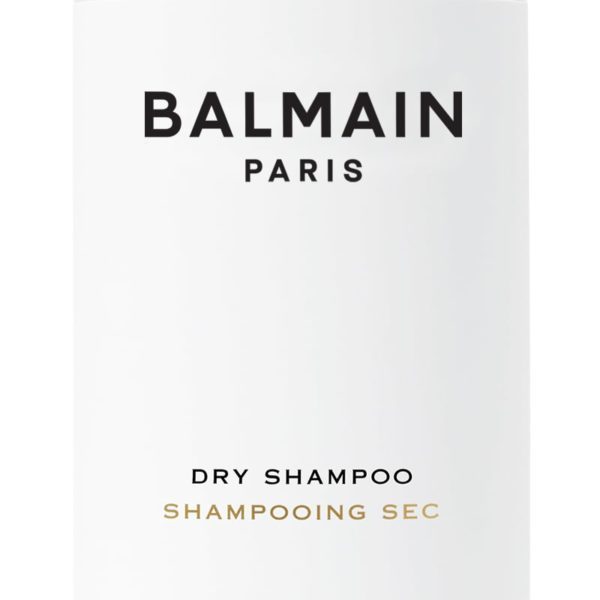 Close up shot of Balmain Hair Couture Dry Shampoo packaging 