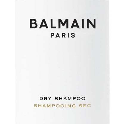 Close up shot of Balmain Hair Couture Dry Shampoo packaging 