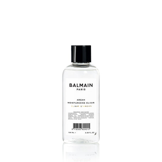 Balmain Argan Moisturizing Elixir bottle with sleek design