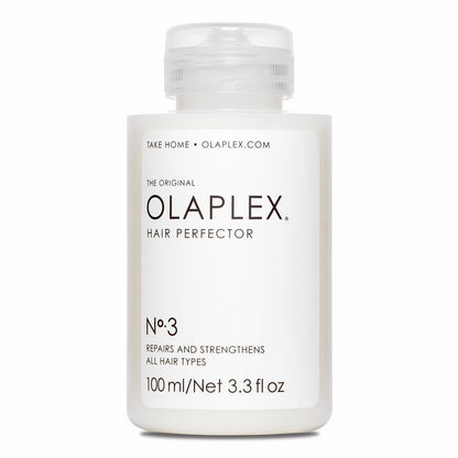 alt="OLAPLEX No. 3 Hair Perfector pre-shampoo treatment for hair repair and strengthening