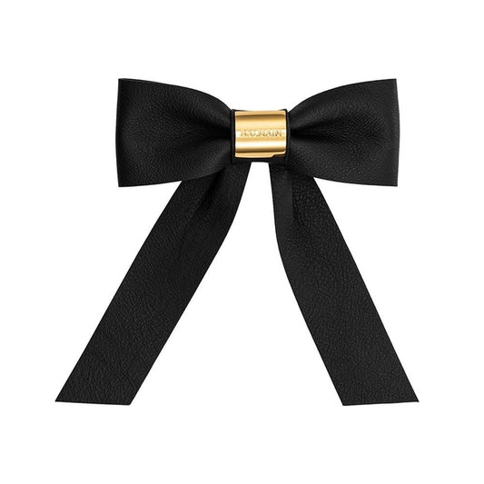 Balmain Hair Couture | Leather Barrette Bow with 18K Gold Detail