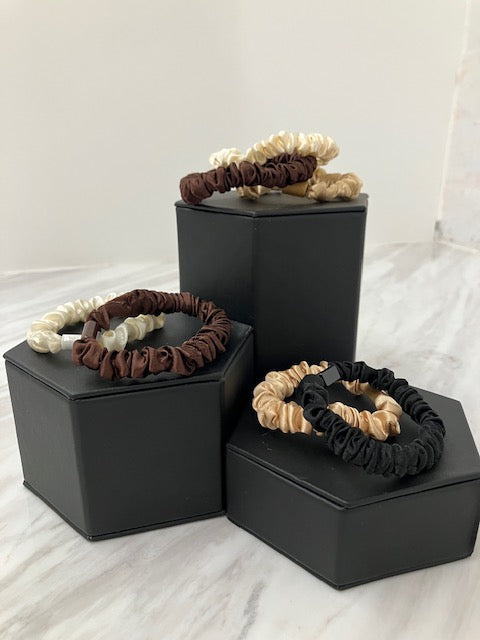 Slim Satin Scrunchies - Variety Pack of 4