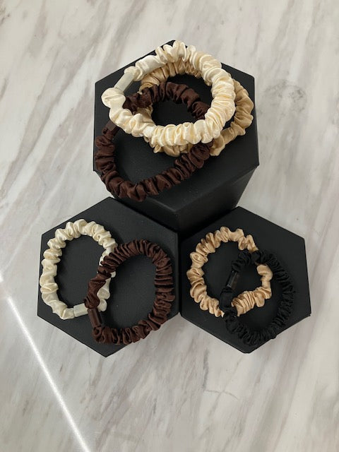 Slim Satin Scrunchies - Variety Pack of 4