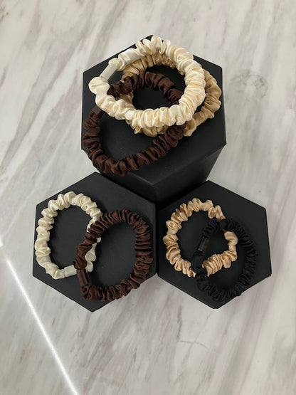 Slim Satin Scrunchies - Variety Pack of 4