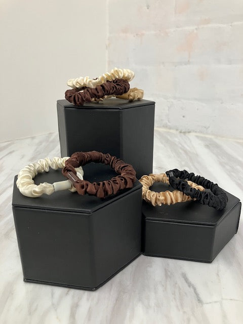 Slim Satin Scrunchies - Variety Pack of 4